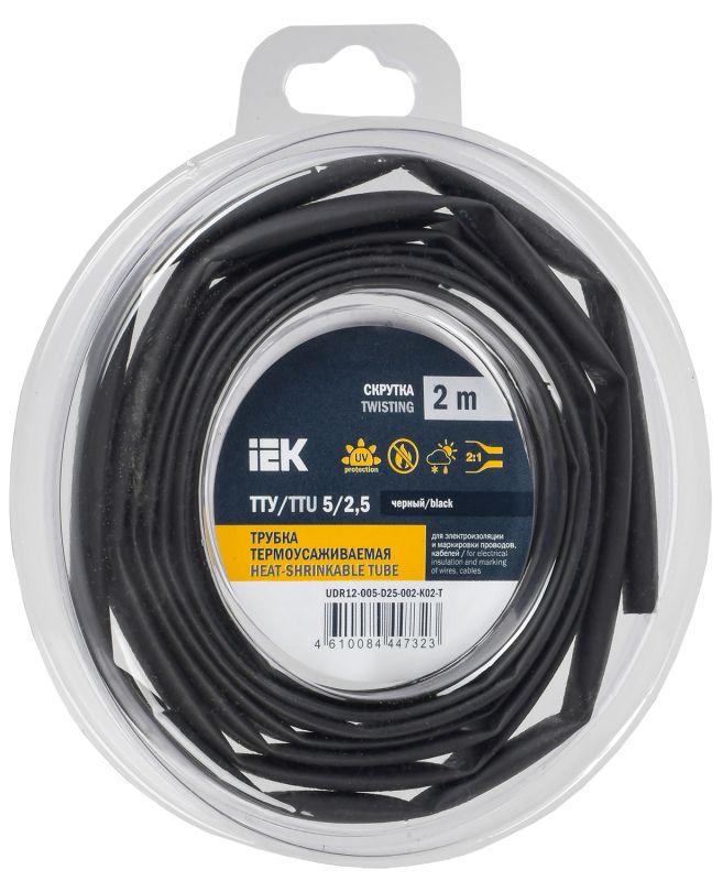 Трубка термоусадочная ТТУ нг-LS 5/2.5 черн. (уп.2м) IEK UDR12-005-D25-002-K02-T